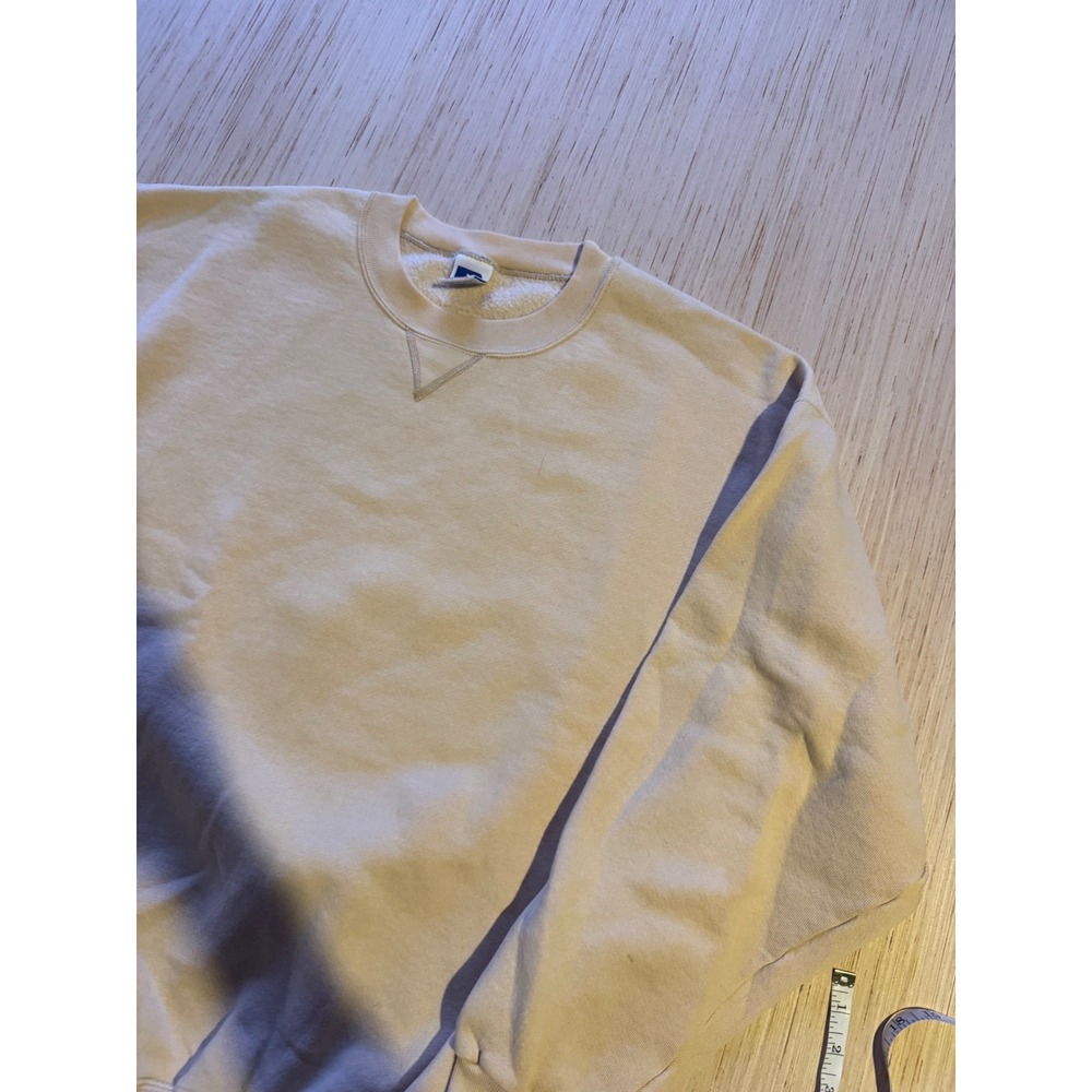 Vintage Russell Athletic Crewneck Sweatshirt XXL Tan Cream Blank V-Stitch 31
